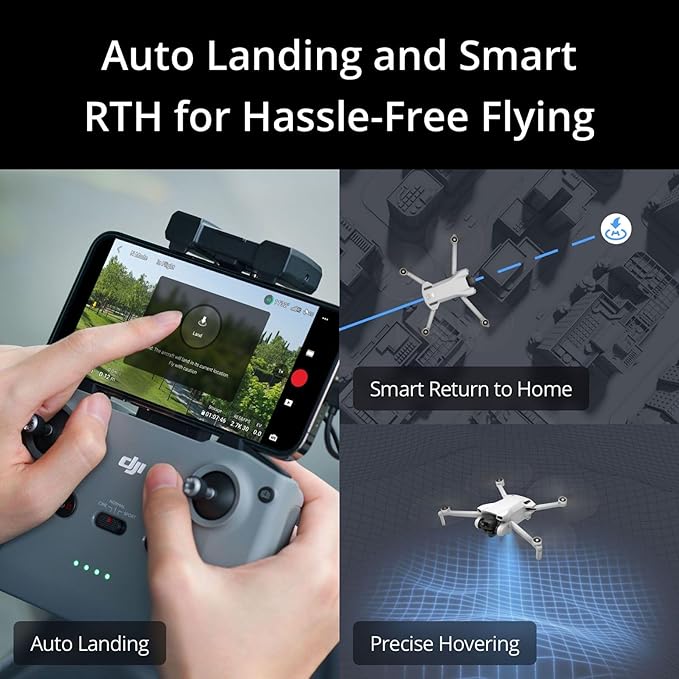 DJI Mini 3 (DJI RC), Lightweight 3x Mechanical Gimbal Drones with Camera for Adults 4K, 38-min Flight Time, up to 32800ft (10km) Video Transmission, Vertical Shooting, GPS Auto Return Integrated