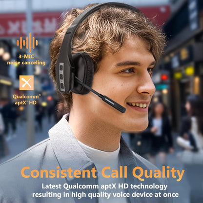 Conambo Trucker Bluetooth Headset (JBT600) with Tri-Mic Noise Cancelling, CVC 8.0, Mute Button, 60Hrs Battery Life – Wireless Headset for Truck Drivers, Cell Phones & Office Use