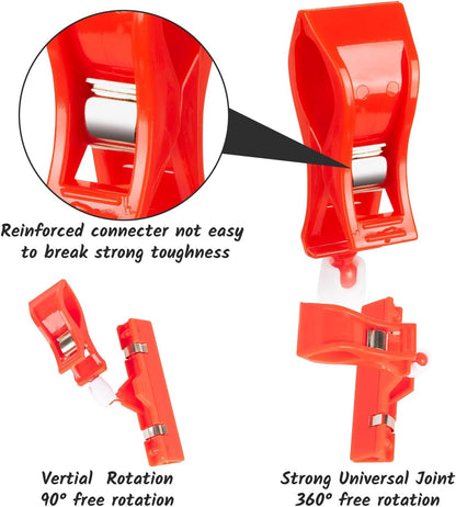 10 Pack Double Head Display Clips Rotating Reuse Sign Price Tag Merchandise Sign Display Clip Holder,Mini Plastic Chalkboard Sign with Clip for Business, Party, Office, Exhibition (Red)