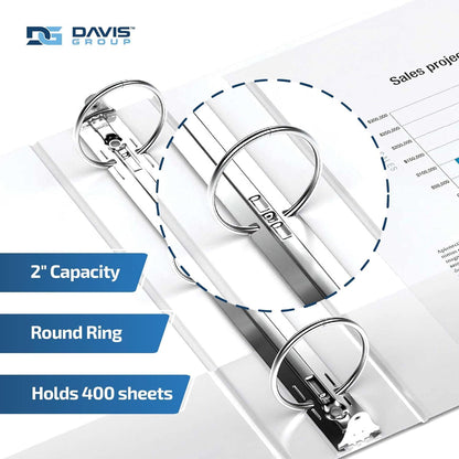 Easyview Premium 2-Inch Binders with Clear-View Covers, 3-Ring Binders for School, Office, or Home, Colored Binder Notebooks, Pack of 12, Round Ring, White