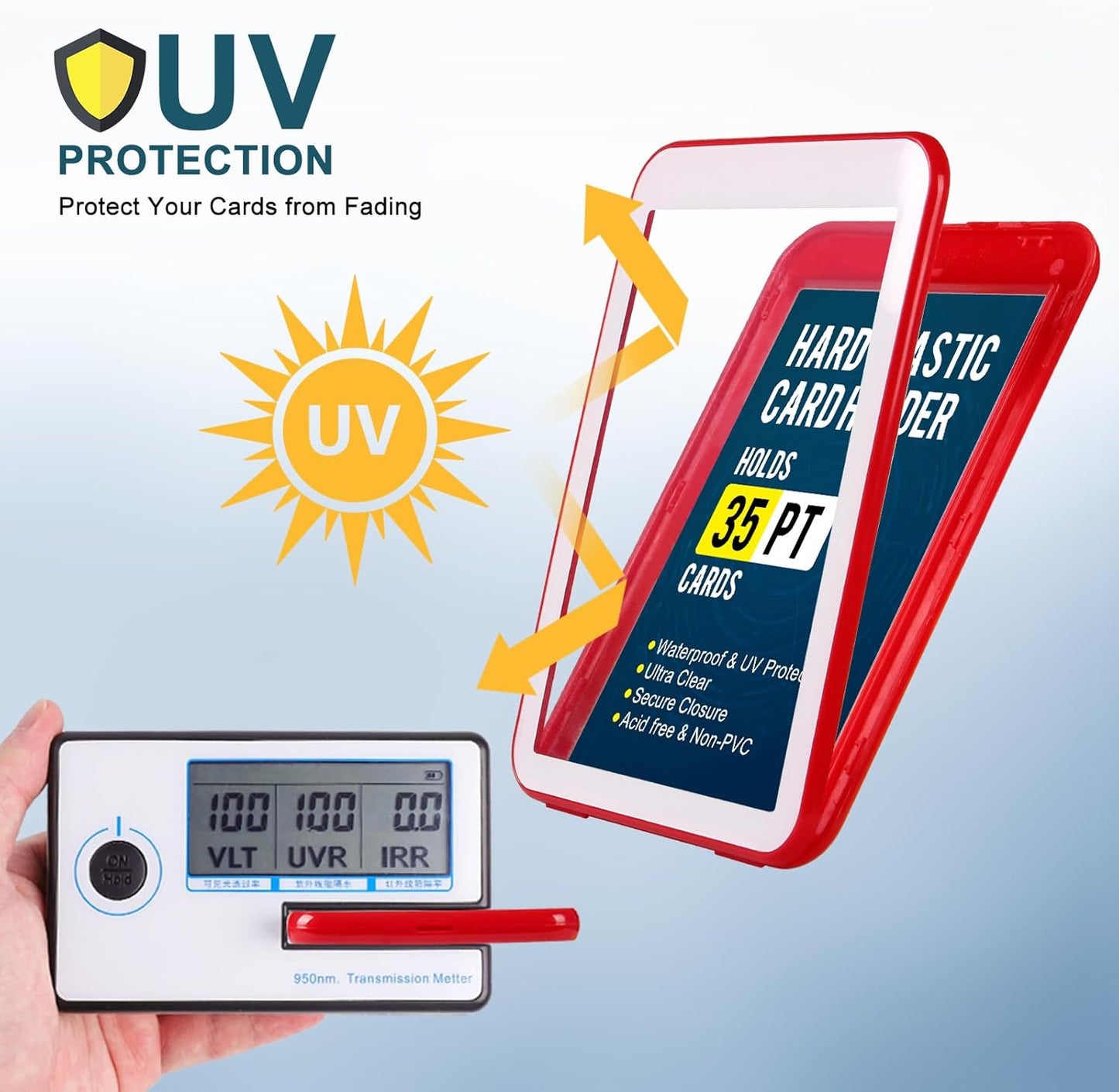 GEAoffice 30ct Colorful Card Protector Sleeved Card Holders for Trading Cards, 35pt UV Protection Baseball Card Holder for Game, Sports, Standard Cards