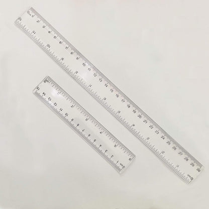 2 Pack Plastic Ruler Straight Ruler Clear See Through Measuring Acrylic Tool for Student School Office with Centimeters and Inches(6 Inch+12 Inch)