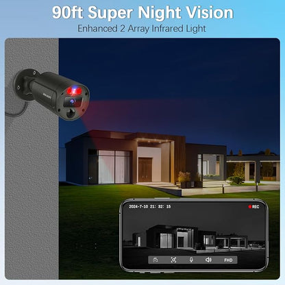 【2-Way Audio】 Outdoor Wired Security Camera System, Wired Cameras for Home Security, Home POE Video Surveillance Systems DVR Kits