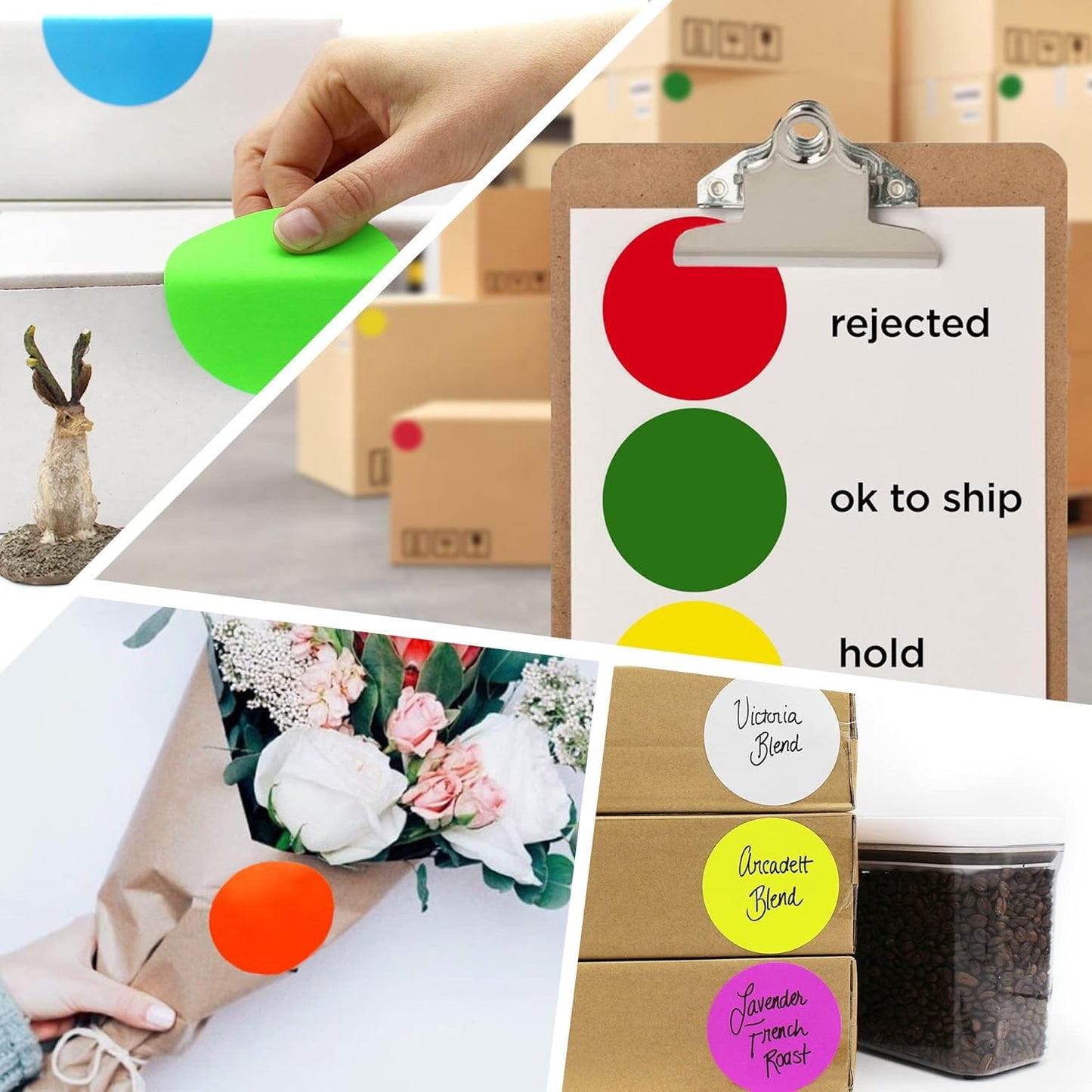 ChromaLabel 3 Inch Circle Sticker Labels, Blank Stickers to Write On, High Visibility Round White Stickers for Labeling and Organization, 500 Sticky Dots per Roll, White - Case of 5