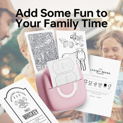 Mini Printer Sticker Thermal Printer with 3 Rolls Paper, Bluetooth Portable Phone Print Pods,Study Sticker Maker for Pictures, Photos, Journals, DIY, Compatible with Phone & Tablet