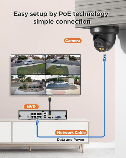 Security Camera System PoE, 8X 4MP Wired Bullet IP Cameras Outdoor Built-in Microphone, AI Human Vehicle Detection, 5MP 8CH NVR with 2TB HDD, Smart Color Night Vision, PD93BA30808-4MD(Black)