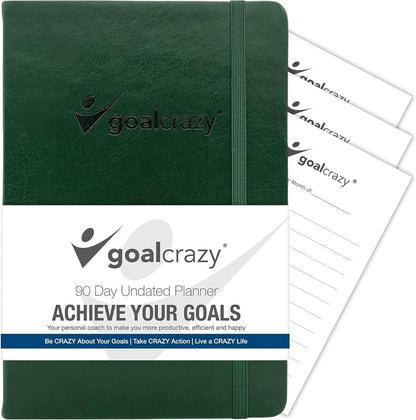 Undated Planner – 90 Day Guided Journal & Productivity Organizer, A5 Daily & Weekly Planner 2025 2026 with Goal Setting, Habit Tracker, To Do List, Academic & Work Calendar, Leather Hardcover - Forest Green