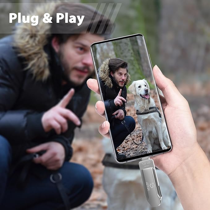 128GB Photo-Stick-iPhone-17/16/15-Flash-Drive iPhone USB C Memory Stick One-Click Backup Photos Videos & Contacts Secure-External-Storage-iPad-Photo-Backup-Thumb-Drive Android-Photo-Storage-Stick