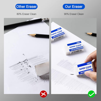 Deli Pencil Erasers, Pencil Eraser, 10 Pack, White Erasers, Erasers for Drawing, Kids, Artist, White, Large