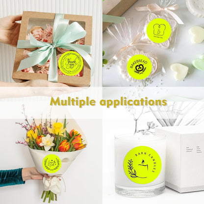 3 X 3 Inch Color Coding Dot Labels Circle Thermal Printable Waterproof 500 Pcs Round Stickers Adhesive Writable for Office, Home, Garage, DIY Sticker, Barcodes, Name Tag, Fluorescent Yellow