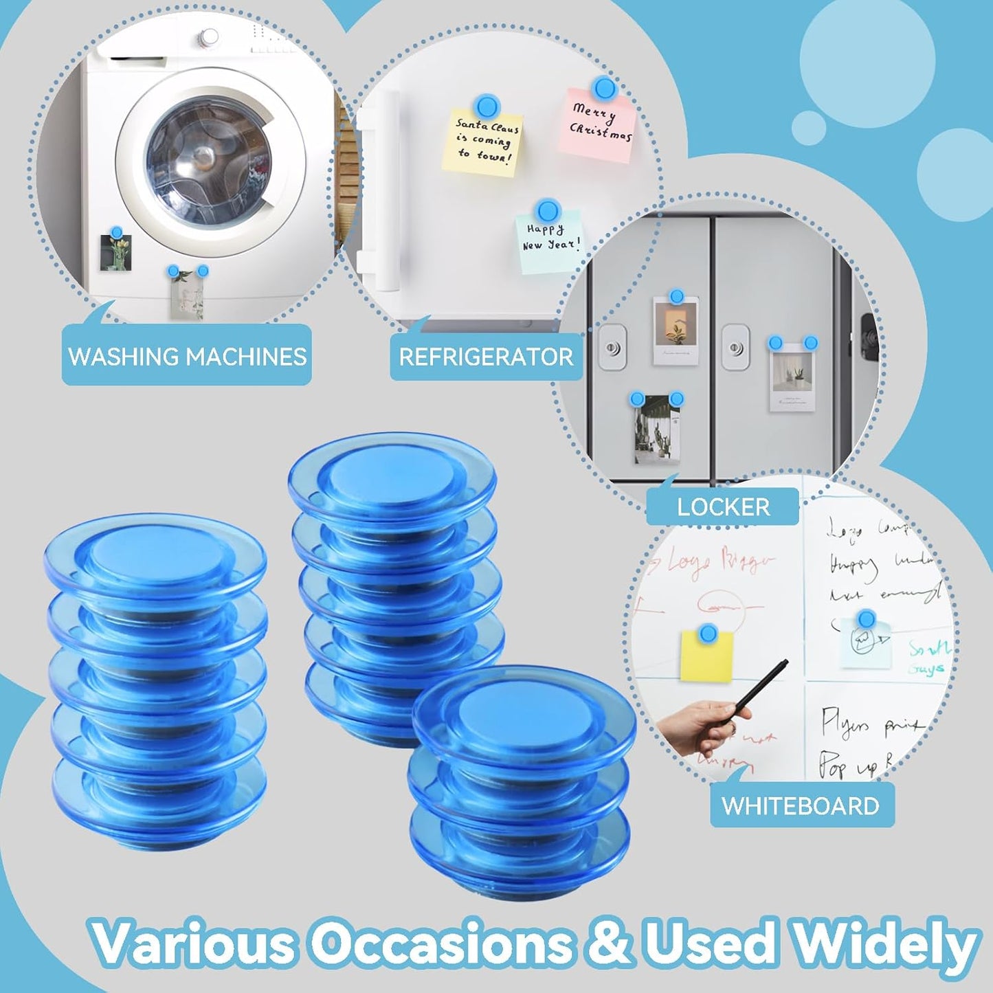 ZDZBLX Fridge Magnets, 28 Pack Magnet Strong Magnets Refrigerator Magnets Small Magnets for Whiteboard, Heavy Duty Magnets Mini Magnets Cute Round Magnets for Fridge, Locker, Classroom, Office (Blue)