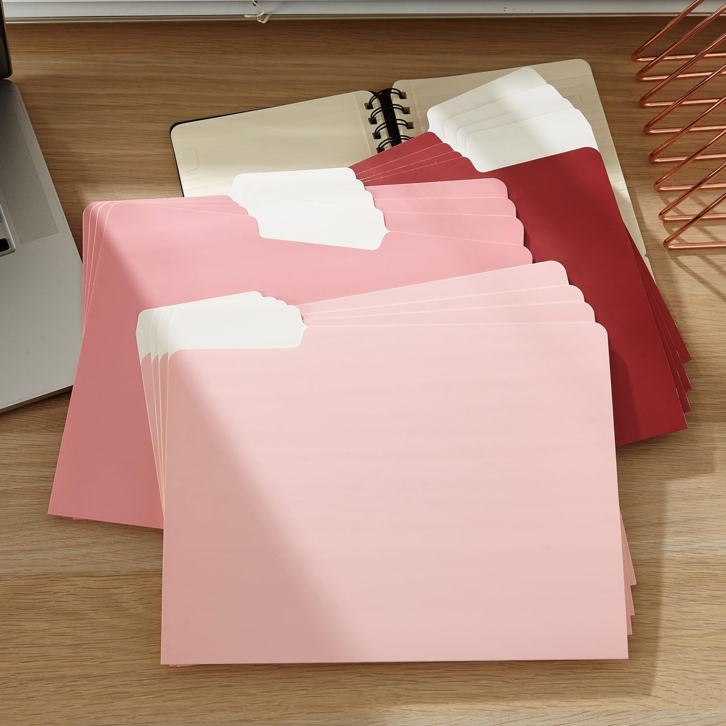 Y YOMA 12 Pack Colored File Folders Letter Size Gradient File Folder with 1/3-Cut Tab Cute Pretty Decorative Heavyweight Filing Folder File Organizers for Office School Home Desktop, Cute Pink