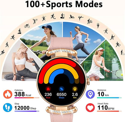 Smart Watches for Women Android IOS, 1.2'' AMOLED Ultra-Clear Screen Fitness Trackers with Bluetooth Call (Answer/Make), Smartwatch with Heart Rate,Sleep Monitor, IP68 Waterproof,100+ Sports Mode
