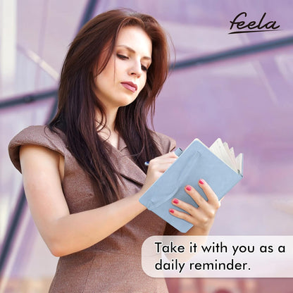 feela 18 Pack Journal Notebook for Work, Business Notebook Bulk Hardcover Lined Writing Journal with Pen Holder for Men Women Note Taking, with 18 Black Pens, 120 GSM, 5.1”x8.3”, A5, Light Blue