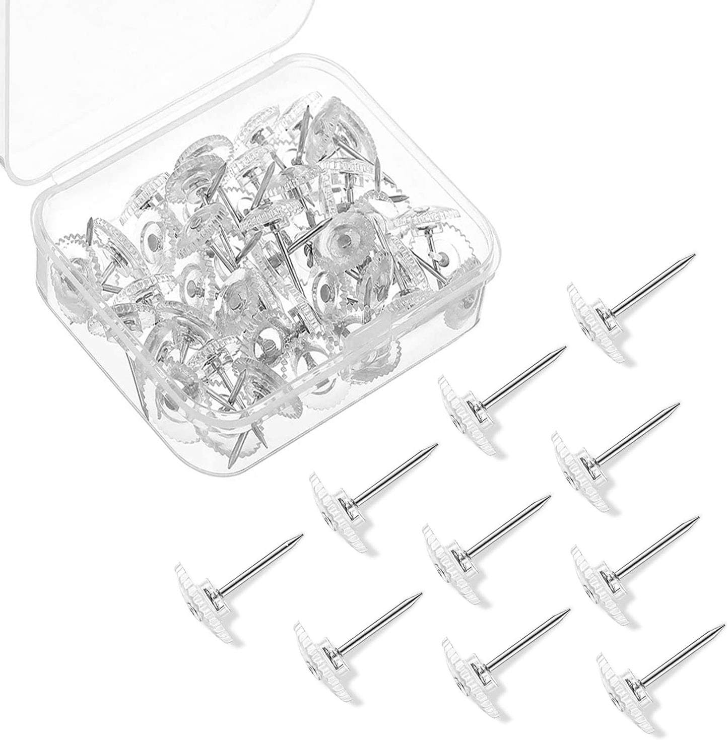 Lunies 200 Pcs Clear Push Pins, Plastic Thumb Tacks for Wall, Wall Tacks for Hanging, Standard Clear Plastic Head and Steel Point Push Pins for Cork Board
