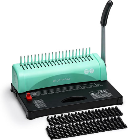 OFFNOVA Binding Machine, 21-Hole 450 Sheets Paper Comb Punch Binder Machine for Letter Size / A4 / A5 Paper, Easy to Punch Handle, Adjustable Margin