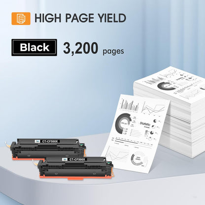 202X 202A Black High Yield Toner Cartridges: Compatible Replacement for HP 202X CF500X 202A CF500A Color Laserjet Pro MFP M281fdw M281cdw M281fdn M254dn M254nw M281 M254 Toner Printer (2 Pack)