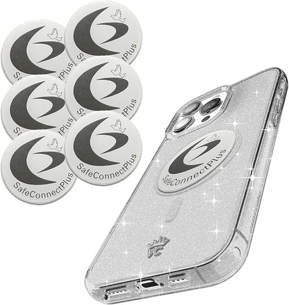 Pack of 6 EMF Stickers for Cell Phone- 5G Ready Harmonizer Stickers Proudly Made in USA for Cell Phones, Laptops or Tablets- EMF mega Shield for All Electronic Devices(Silver-White)