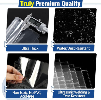 2232 Pockets Double Side Trading Card Sleeves, Fabmaker 9 Pocket Card Sleeves Binder Sheets for 3 Ring Binder, Long-Lasting Trading Card Binder Sleeves Fit for MTG, Baseball, Game, Business Cards