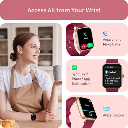 Fitness Tracker, 1.8" Smart Watches with Heart Rate/Blood Oxygen/Sleep Monitor, Alexa Built-in & Answer/Make Calls, Step Counter Fitness Watch with 101+ Sports Mode, IP68 Waterproof for Android iPhone