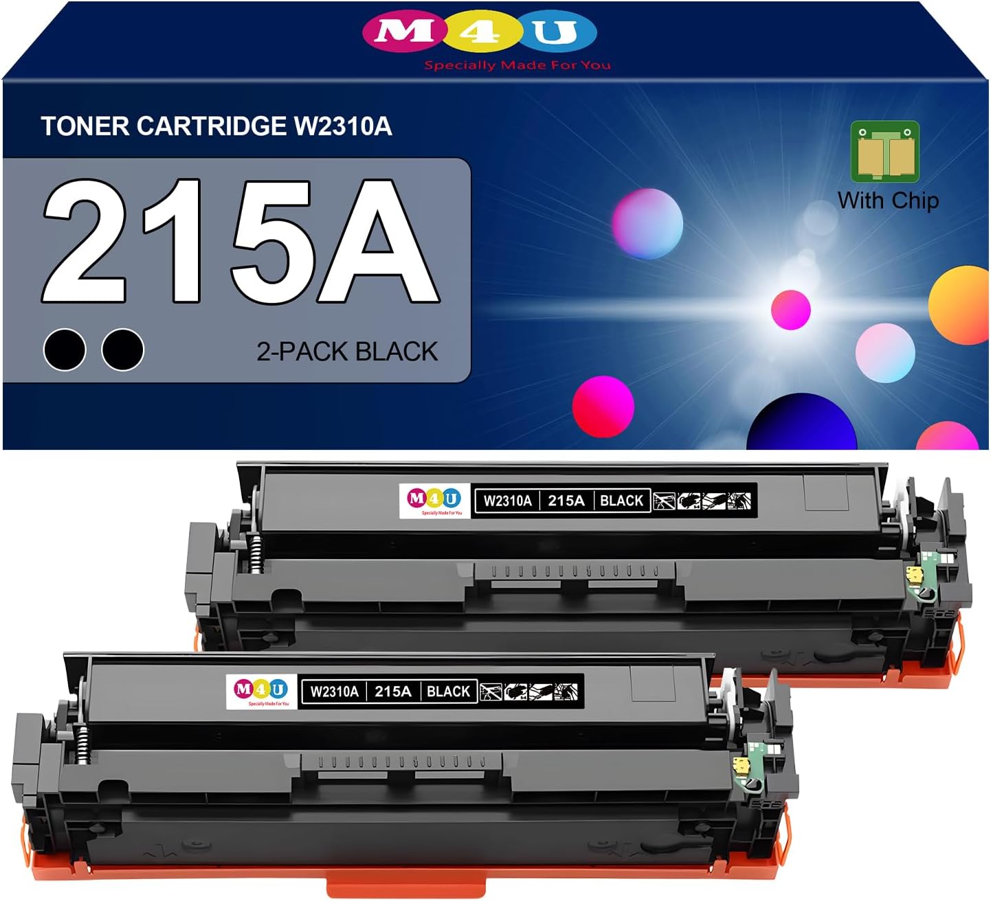 215A Toner Cartridges Black(with Chip) Compatible with 215A Toner Cartridges W2310A for Color Pro MFP M182nw M183fw M182 M183 M155 Printers (2 Pack, Black)
