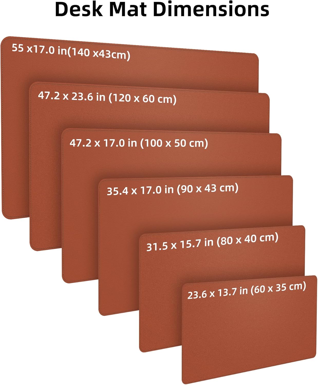 Extra Large Desk Pad Mat - Waterproof Mouse Pad & Desk Protector, Non-Slip XXL PU Leather Gaming Mat for Keyboard/Mouse, Stitched Edge with Ergonomic Support, 47.2"x23.6" (Brown)