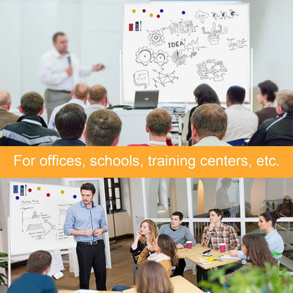 H-Qprobd Rolling Whiteboard with Stand 48"x36" Double-Sided Mobile Magnetic Dry Erase Board on Wheels for Home, Office & School