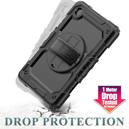 Case for Samsung Galaxy Tab A7 Lite 2021 8.7'' SM-T220/T225/T227 with Screen Protector Pencil Holder [360 Rotating Hand Strap] &Stand, SEYMAC stock Drop-Proof, Black