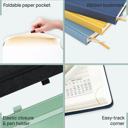 POPRUN Planner 2025-2026, (Large 8.5'' x 10.5'' Hard Cover) Academic Calendar (July 25-June 26) Daily Weekly and Monthly Appointment Book with Hourly Time Slots, Monthly Tabs, 100 GSM - Light Yellow