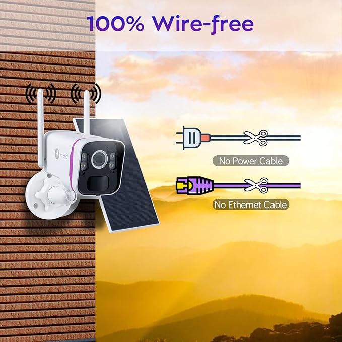 XMARTO 100% Wire-Free Solar Home Security Camera System Wireless, 4-Set 2K 4MP QHD CCTV Camera Kit with 4K 10CH Expandable WiFi NVR + 6 PCS Wire-Free Solar Security Cameras