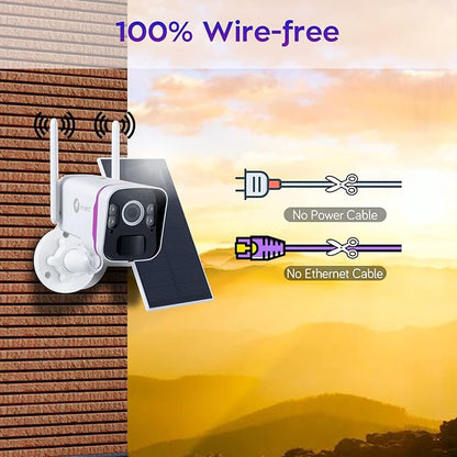XMARTO 100% Wire-Free Solar Home Security Camera System Wireless, 4-Set 2K 4MP QHD CCTV Camera Kit with 4K 10CH Expandable WiFi NVR + 2PCS Wire-Free PTZ Solar Security Camera