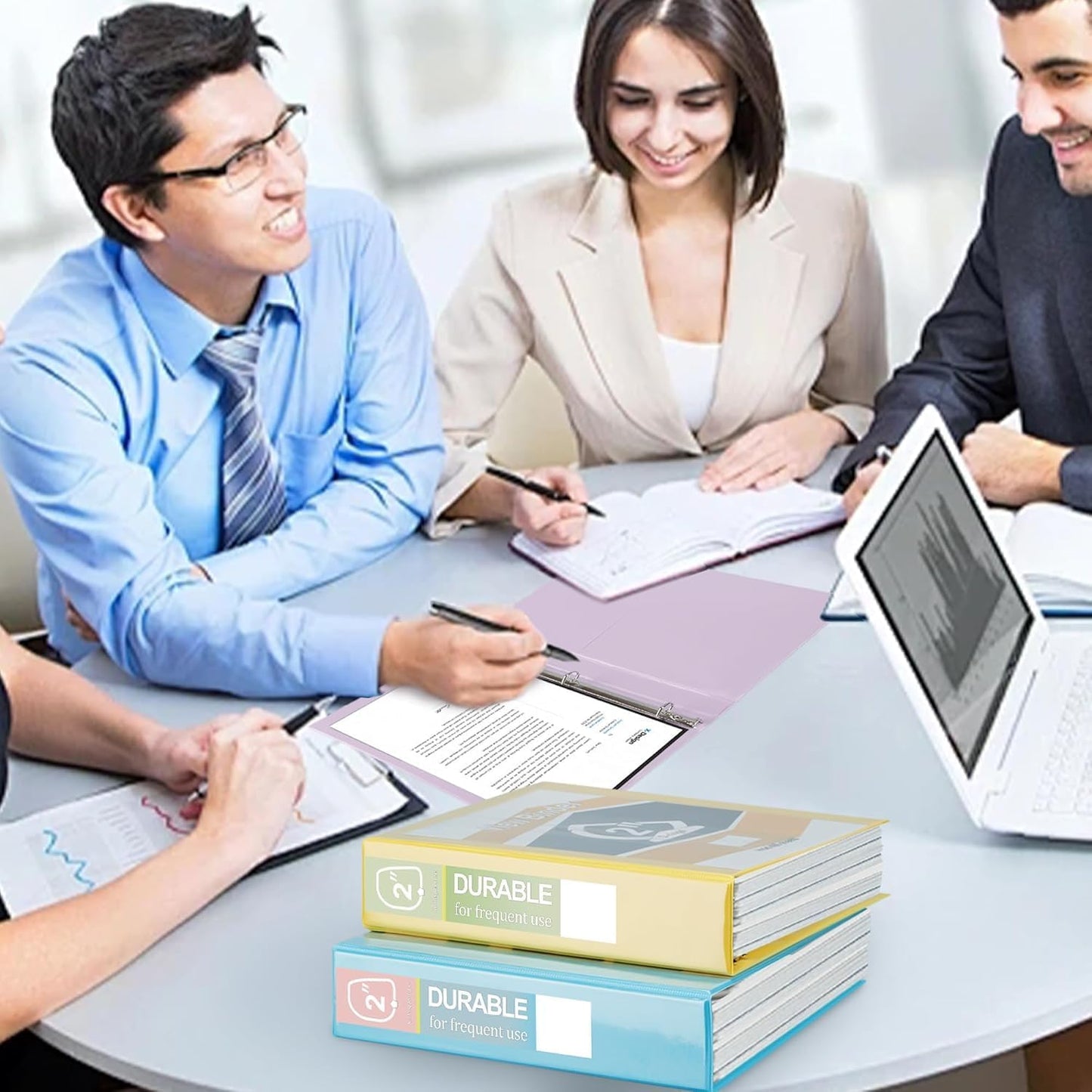 Zzrywuty Durable 3 Ring Binder, 2 Inch, Economy 4 Pack, Each Holds 400 Pages, D-Ring Presentation View Binders for Office, School, Home (Pink)