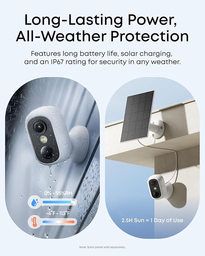 eufy Security eufyCam C35 4-Cam Kit, Wireless Security Indoor/Outdoor Camera, Magnetic Mount, Color Night Vision, Local Storage, No Monthly Fee, IP67, Facial Recognition, Solar Panel Compatible, White