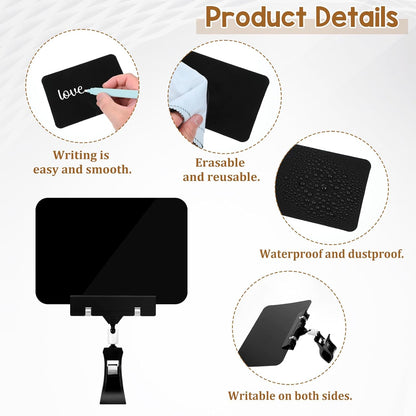 20 Pack Mini Plastic Chalkboard Sign, Price Tag Display with Rotating Clips, Double Head Rotating Merchandise Sign Clip Holder, Erasable Blackboard Holder for Business Supermarket Retail Display