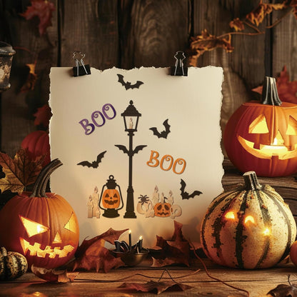 GLOBLELAND Halloween Pumpkin Lamp Cutting Dies for Card Making Skeleton Bat Cut Die for DIY Scrapbooking Journal Embossing Paper Craft Decor