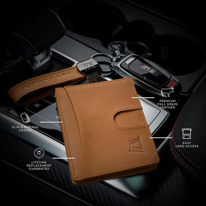 Kings Loot Money Clip Slim Minimalist Wallet for Men – RFID Blocking Leather Design with Money Clip – Front Pocket Bifold Holds 12 Cards – Stylish & Compact Wallets (Buckskin)