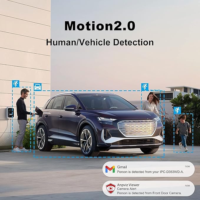 Anpviz 5MP PoE IP Camera with Audio, Full Metal Turret Security Camera Outdoor with Human Vehicle Detection, Smart Color Night Vision, 3072x1728@20fps, 114° FOV, WDR, IP67 Waterproof