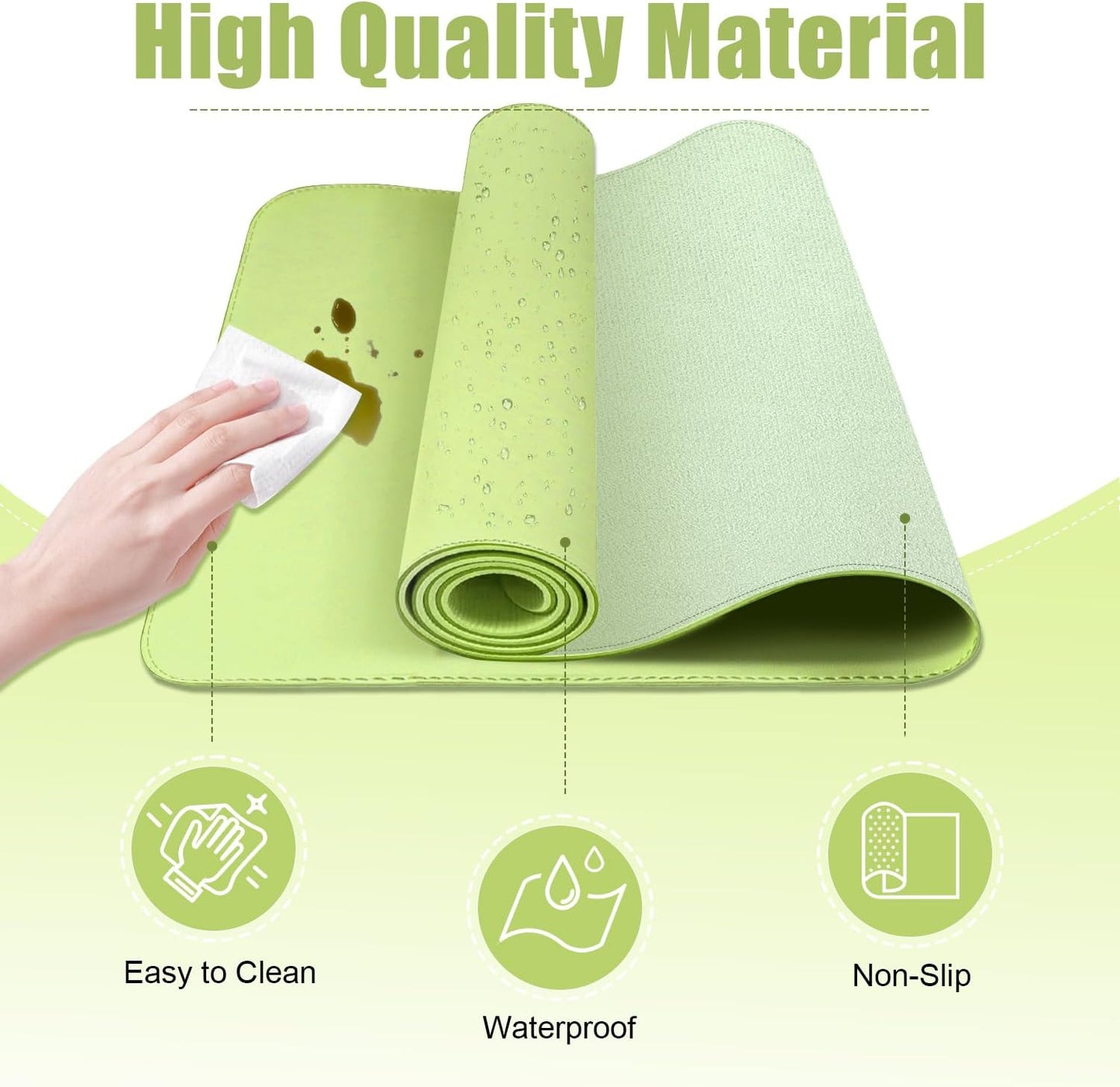 Leather Desk Pad Protector, 39.4'' X 17'' Large Mouse Pad, Office Desk Mat, Non-Slip PU Leather & Suede Base Desk Blotter, Laptop Desk Pad, Desktop Mat for Office Home, Matcha Green