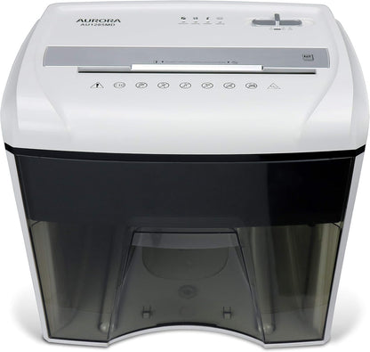 Aurora AU1285MD Compact Desktop-Style High Security 12-Sheet Micro-Cut Paper and CD/Credit Card/Junk Mail Pullout Basket Shredder, White/Black