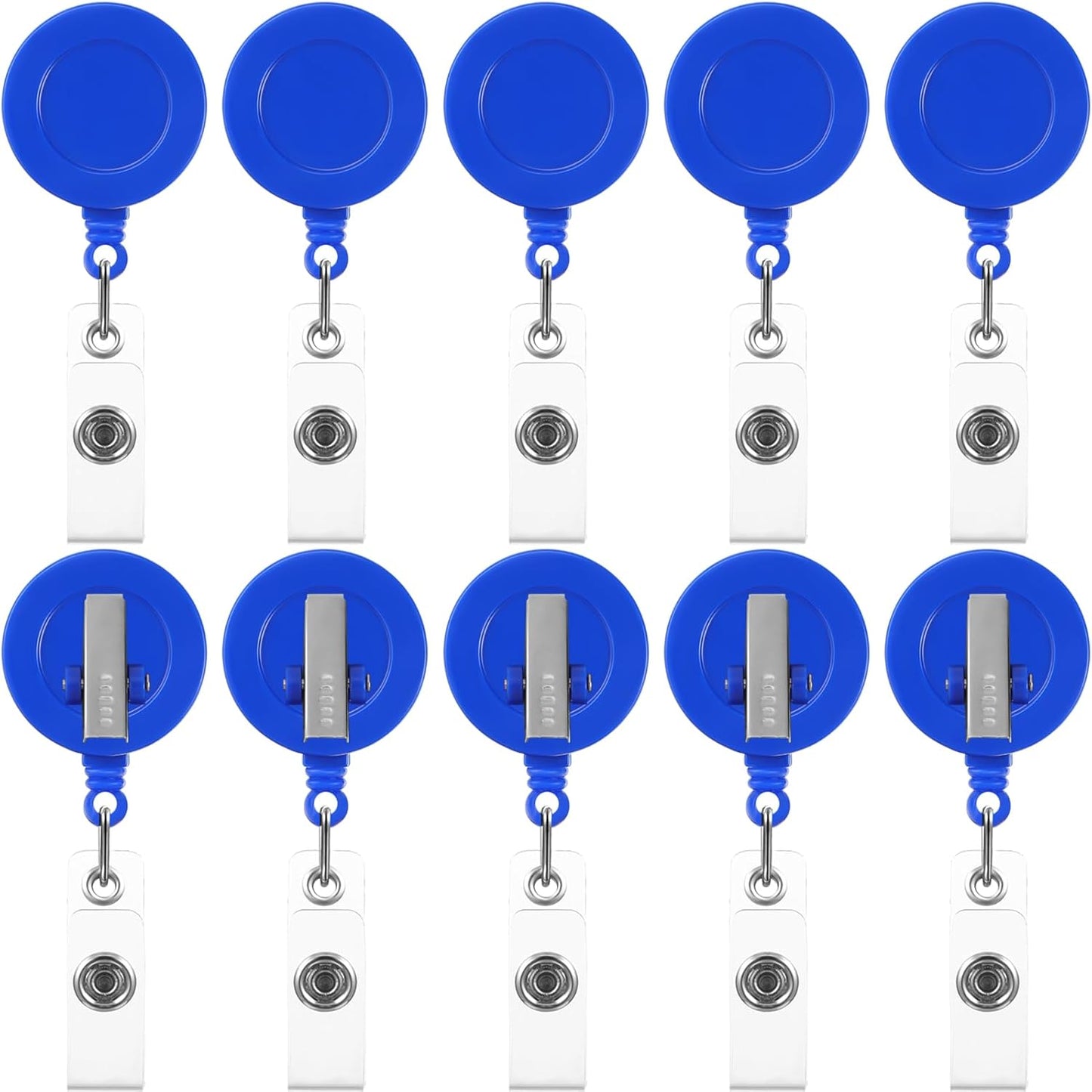 Zonon 50 Pieces Retractable Badge Holder Reels with Swivel Alligator Clip, ID Card Holder Name Badge Reel Clips for Students Teachers Office Workers (Blue)