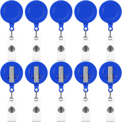 Zonon 50 Pieces Retractable Badge Holder Reels with Swivel Alligator Clip, ID Card Holder Name Badge Reel Clips for Students Teachers Office Workers (Blue)