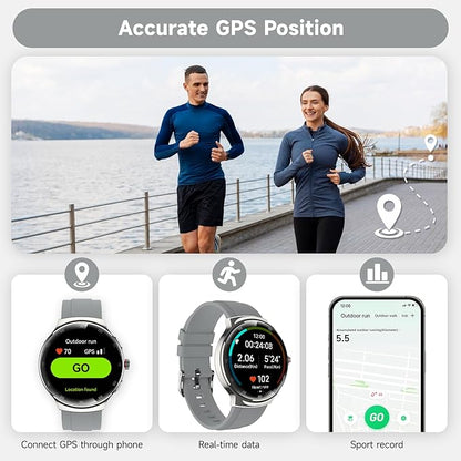 Smart Watch for Men Women, 1.43" AMOLED IP68 Waterproof Smartwatch, Fitness Tracker with Heart Rate/SpO2/Sleep Monitor, 150+ Sports Mode, Bluetooth Call Android & iOS Compatible, 2 Bands