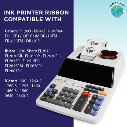 Red and Black Printing Calculator Ribbons Compatible with GR24 by Paper Planet | Replacement Adding Machine Ink Ribbon Compatible with Sharp EL 1197PIII Adding Machine | 6 Pack