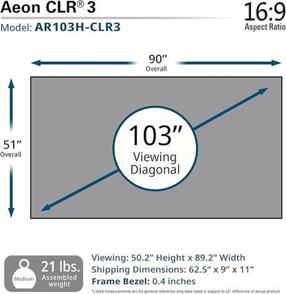 Elite Screens 103 inch UST ALR Projector Screen 16:9 4K 90% Ceiling Ambient Light Rejecting Edge Free Fixed Frame Grey Projector Screen Indoor Movie Screen Home Theater - AR103H-CLR3