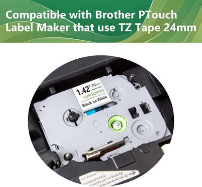 TZe-261 36mm TZe TZ Label Tape Compatible with Brother P Touch Label Maker Tape TZ-261 TZe261 TZ261 36mm 1.4 Laminated Black on White for PT-530 PT-P900W PT-P910BT, 3-Pack