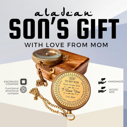 Gift for Son from Mom Dad | Engraved Compass 2" - Father to Son Gifts, Mom to Son Gifts for Graduation 2025, Birthday Baptism Confirmation Communion