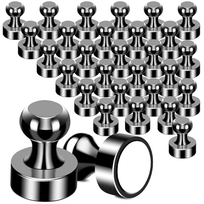MIKEDE 30Pcs Fridge Magnets, Refrigerator Magnets Strong for Pictures, Neodymium Magnetic Push Pin Magnet Heavy Duty for Whiteboard, Office, Classroom, Locker, Whiteboard and Map Magnet