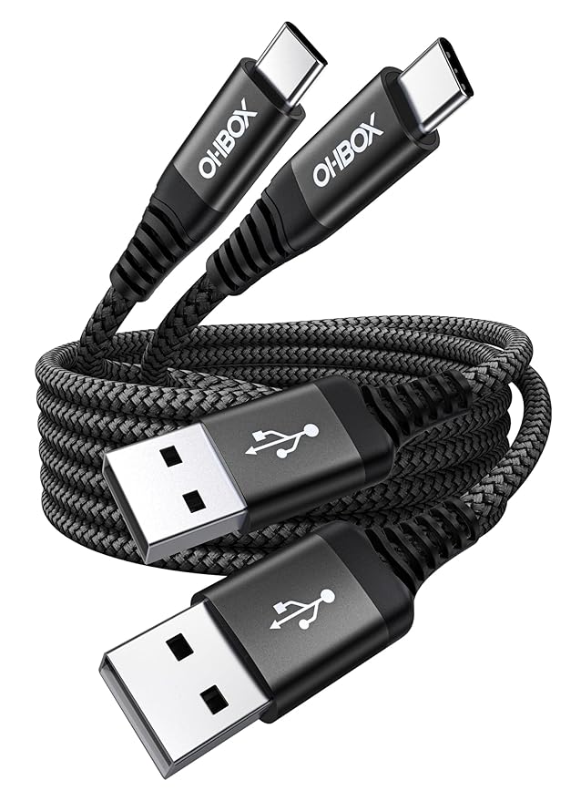 USB to USB C Cable 60W Fast Charging [2 Pack 3FT], USB A to USB C Cable for CarPlay, Durable Braided USB Type C iPhone Charger USBC Cord for iPhone 17/16/15/Pro Max, Samsung Galaxy S23 and More-Black