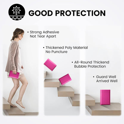 Fuxury Bubble Mailers 4x8" 800 Pack Pink Bubble Mailers Usable Size 4x7” Small Padded Envelopes Waterproof Mailing Envelopes Bubble Padded