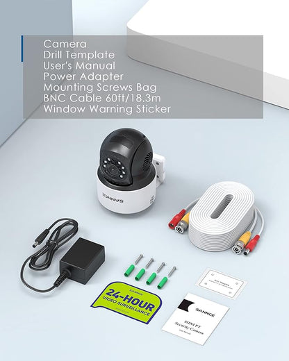 SANNCE 2 Pack 1080P PT Dome Camera, Pan/Tilt Outdoor Security Camera 2MP, 30M Night Vision for Analog CCTV Surveillance System, Remote Access